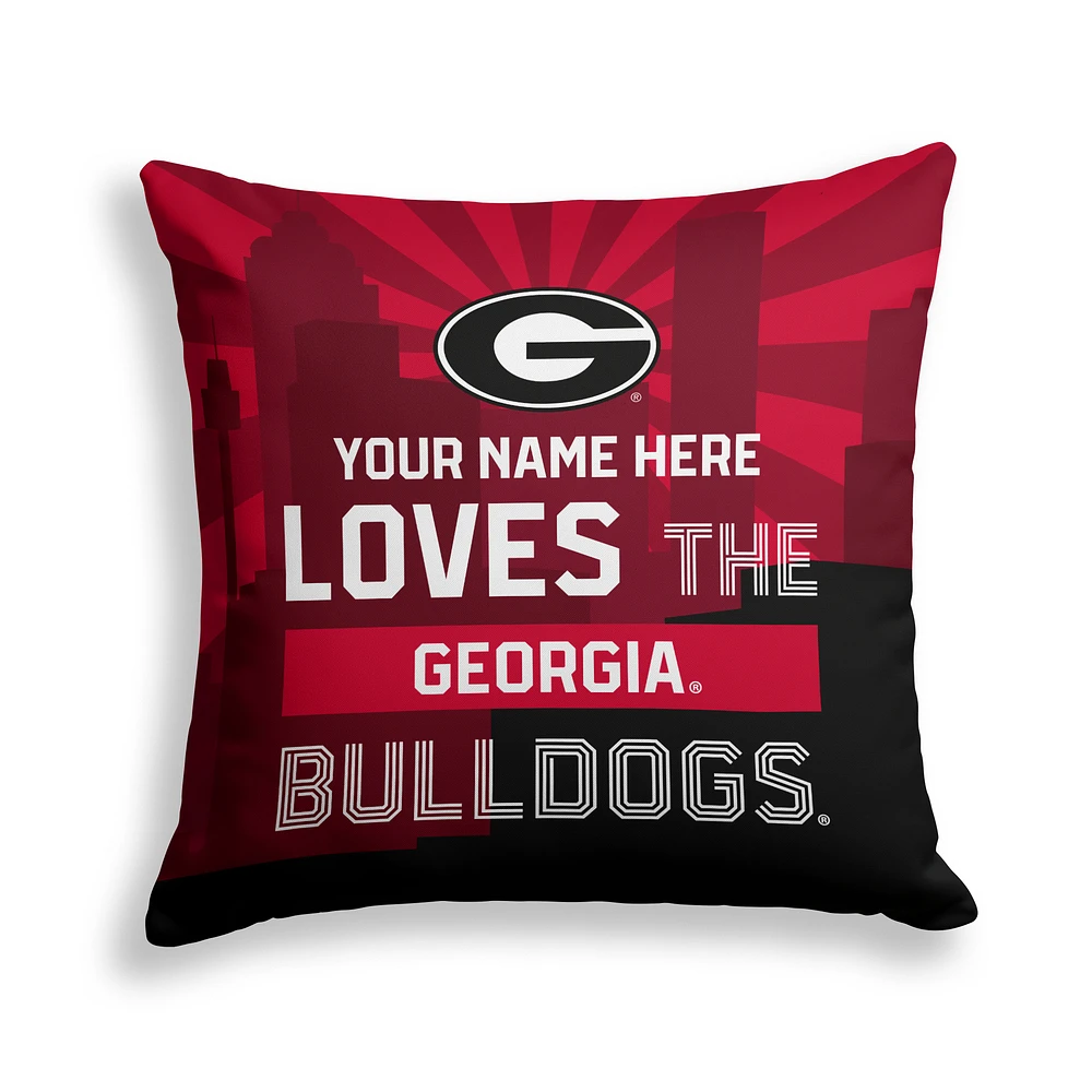 Pegasus Georgia Bulldogs 18" x 18" City Skyline Personalized Decor Pillow
