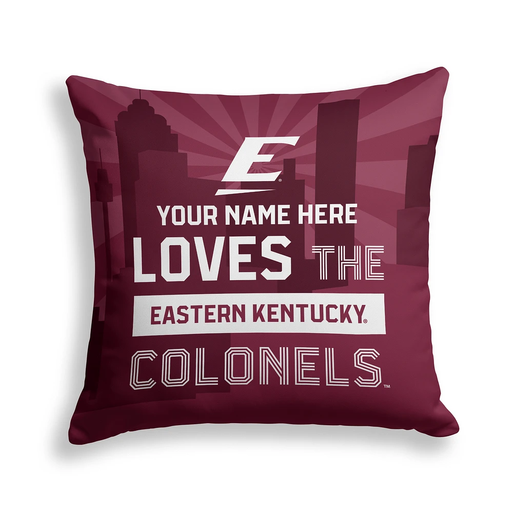 Pegasus Eastern Kentucky Colonels 18" x 18" City Skyline Personalized Decor Pillow