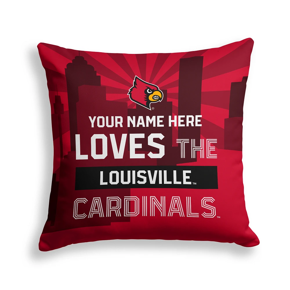 Pegasus Louisville Cardinals 18" x 18" City Skyline Personalized Decor Pillow