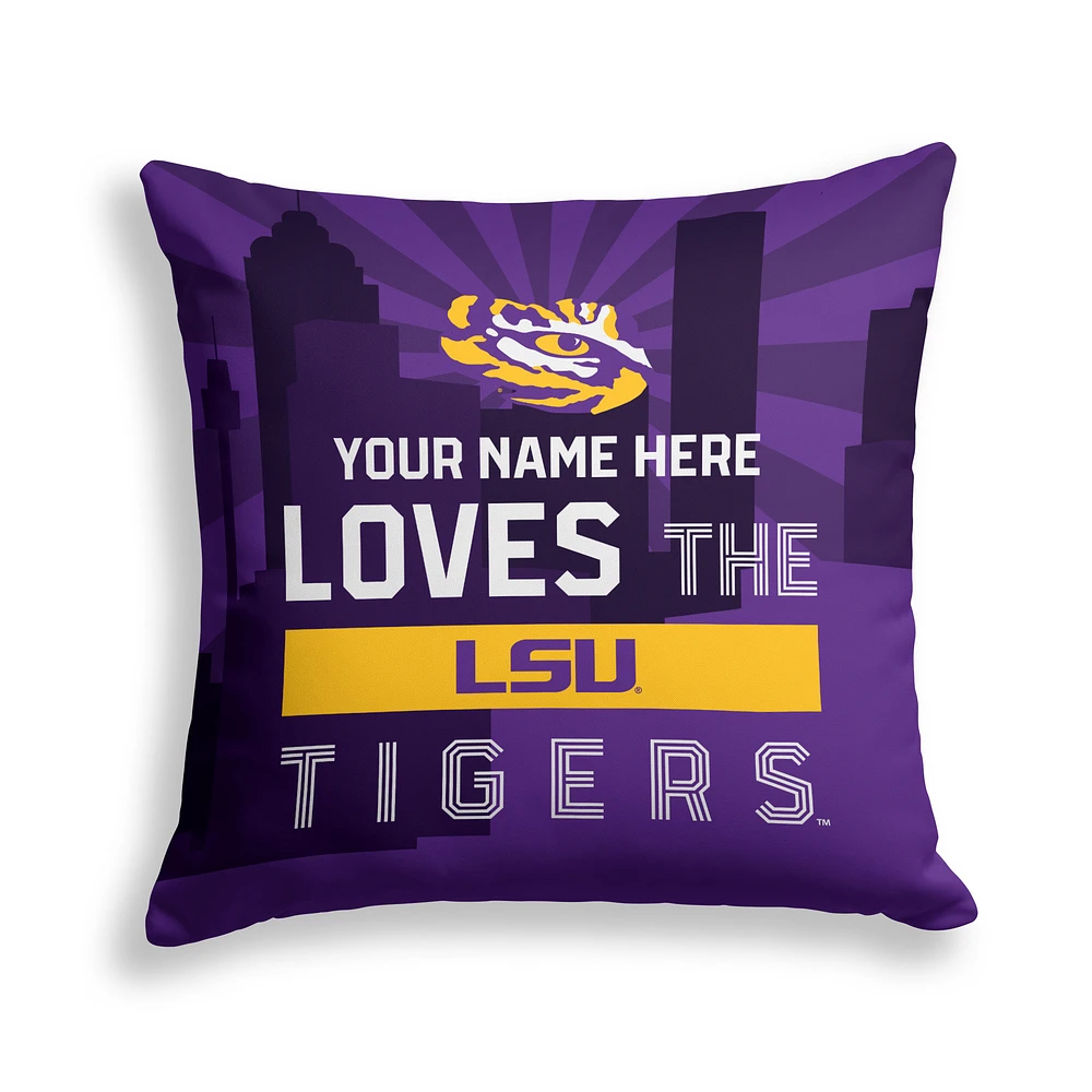Pegasus LSU Tigers 18" x 18" City Skyline Personalized Decor Pillow