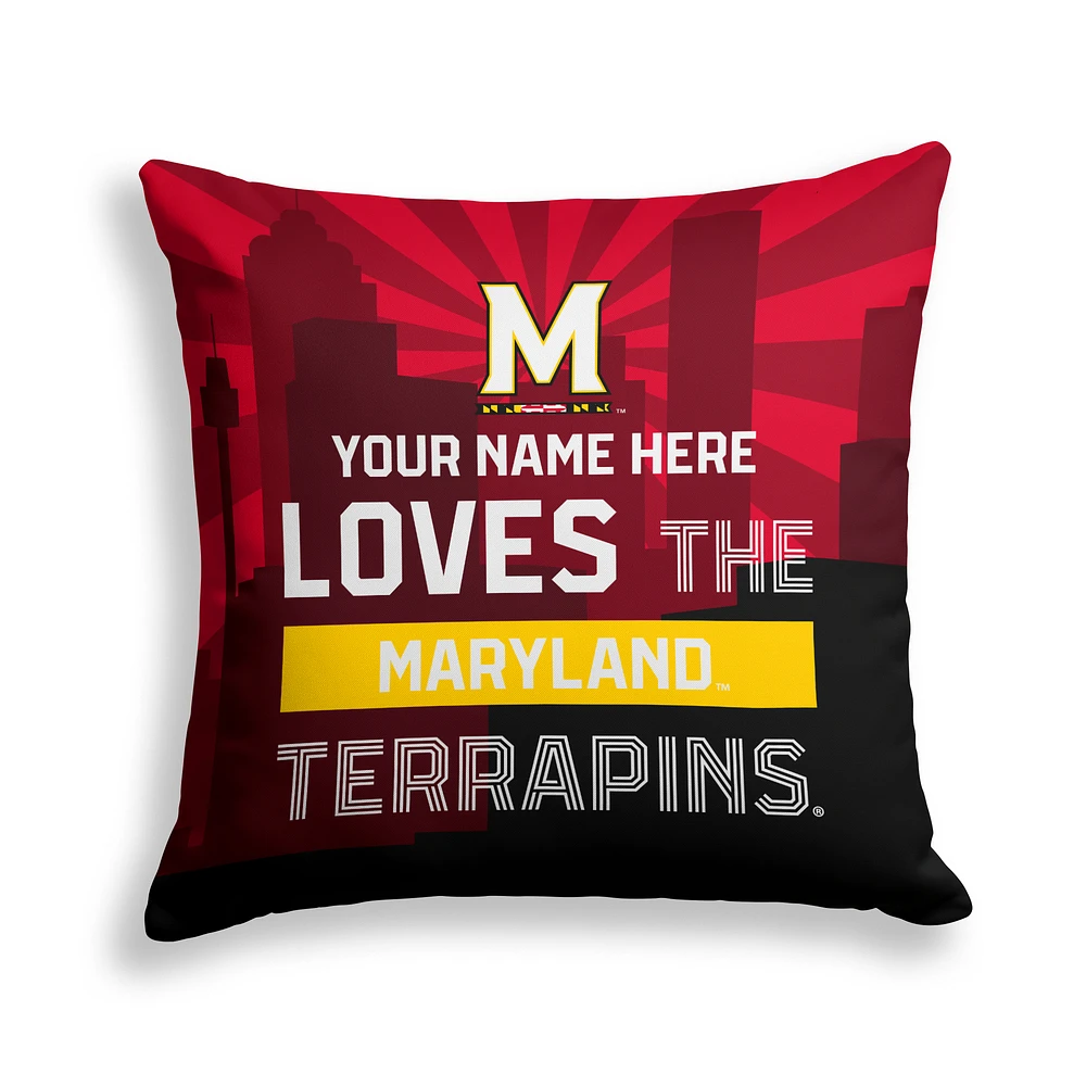 Pegasus Maryland Terrapins 18" x 18" City Skyline Personalized Decor Pillow