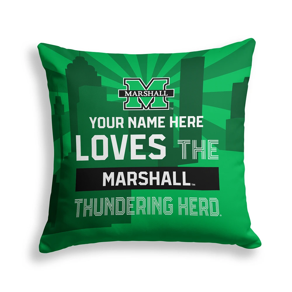 Pegasus Marshall Thundering Herd 18" x 18" City Skyline Personalized Decor Pillow