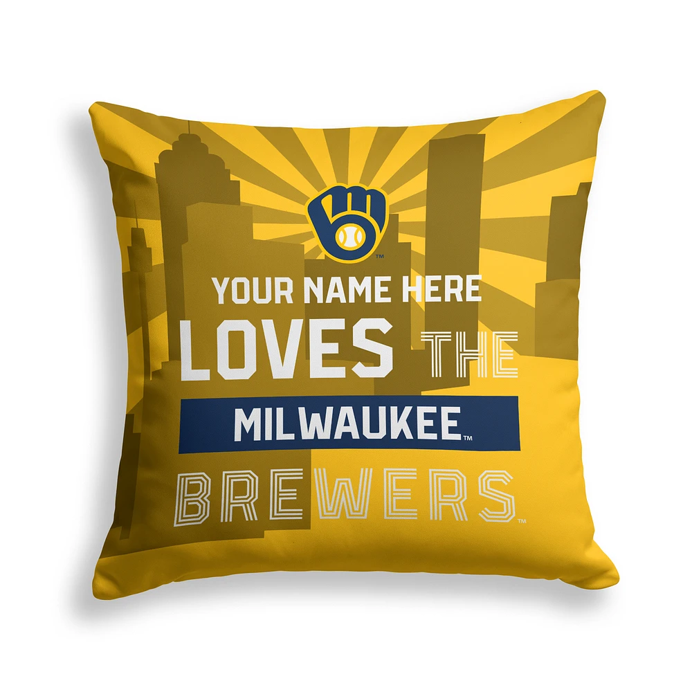 Pegasus Milwaukee Brewers 18" x 18" City Skyline Personalized Decor Pillow