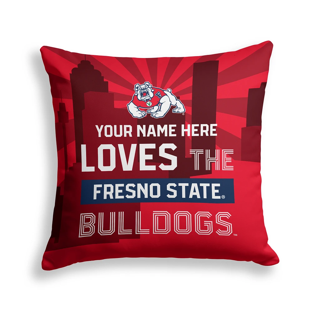 Pegasus Fresno State Bulldogs 18" x 18" City Skyline Personalized Decor Pillow