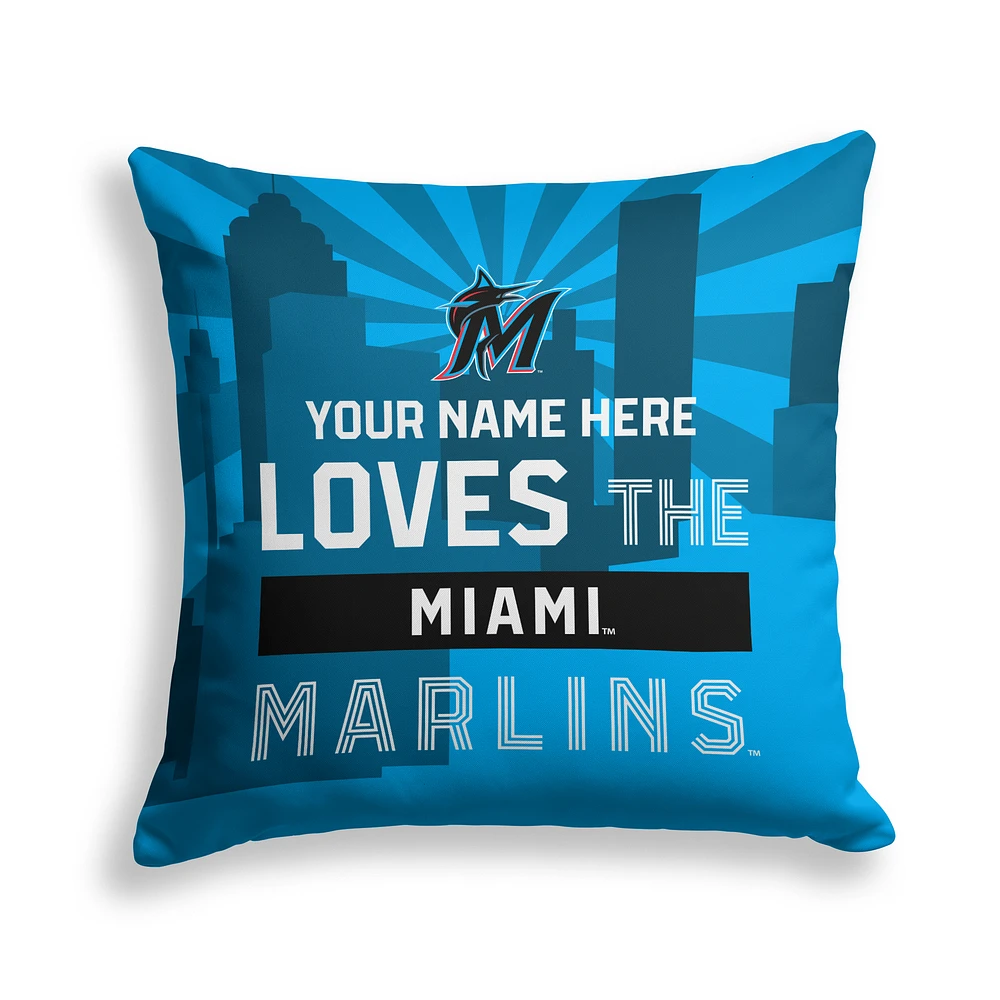 Pegasus Miami Marlins 18" x 18" City Skyline Personalized Decor Pillow