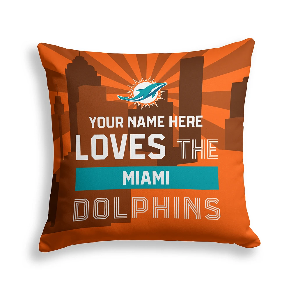 Pegasus Miami Dolphins 18" x 18" City Skyline Personalized Decor Pillow