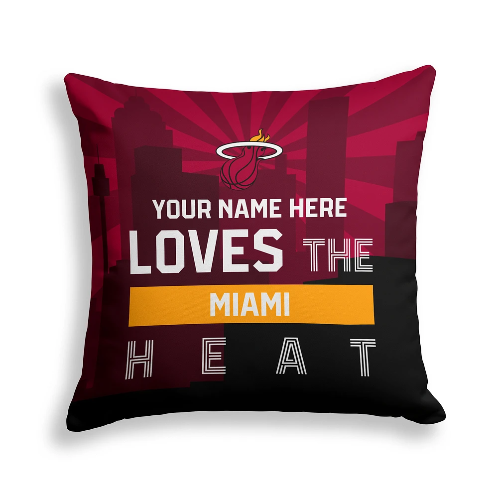 Pegasus Miami Heat 18" x 18" City Skyline Personalized Decor Pillow