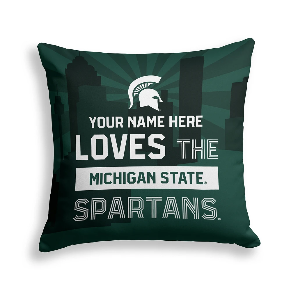 Pegasus Michigan State Spartans 18" x 18" City Skyline Personalized Decor Pillow
