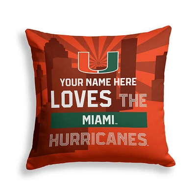 Pegasus Miami Hurricanes 18" x 18" City Skyline Personalized Decor Pillow