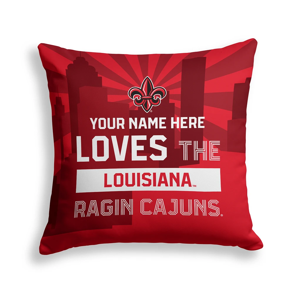 Pegasus Louisiana Ragin' Cajuns 18" x 18" City Skyline Personalized Decor Pillow