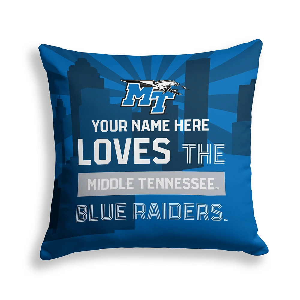 Pegasus MTSU Blue Raiders 18" x 18" City Skyline Personalized Decor Pillow