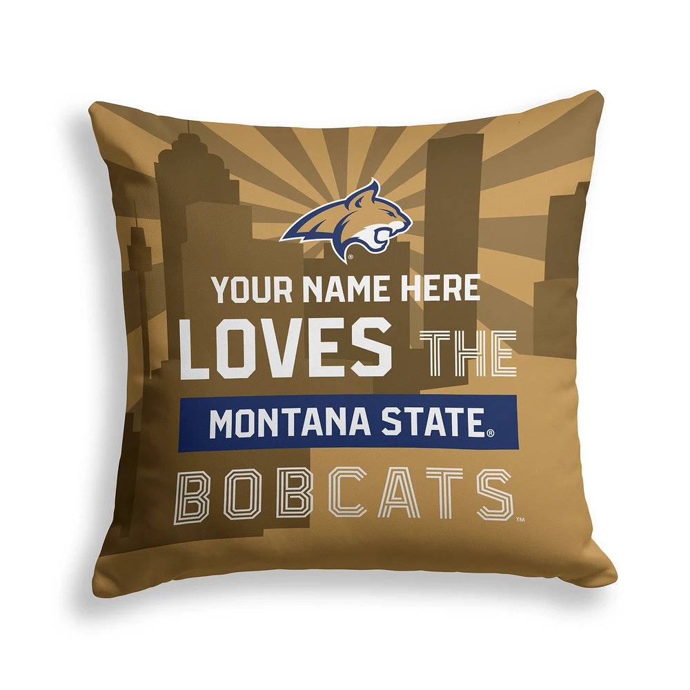 Pegasus Montana State Bobcats 18" x 18" City Skyline Personalized Decor Pillow