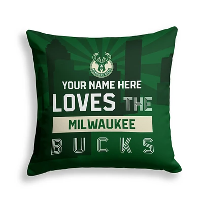 Pegasus Milwaukee Bucks 18" x 18" City Skyline Personalized Decor Pillow