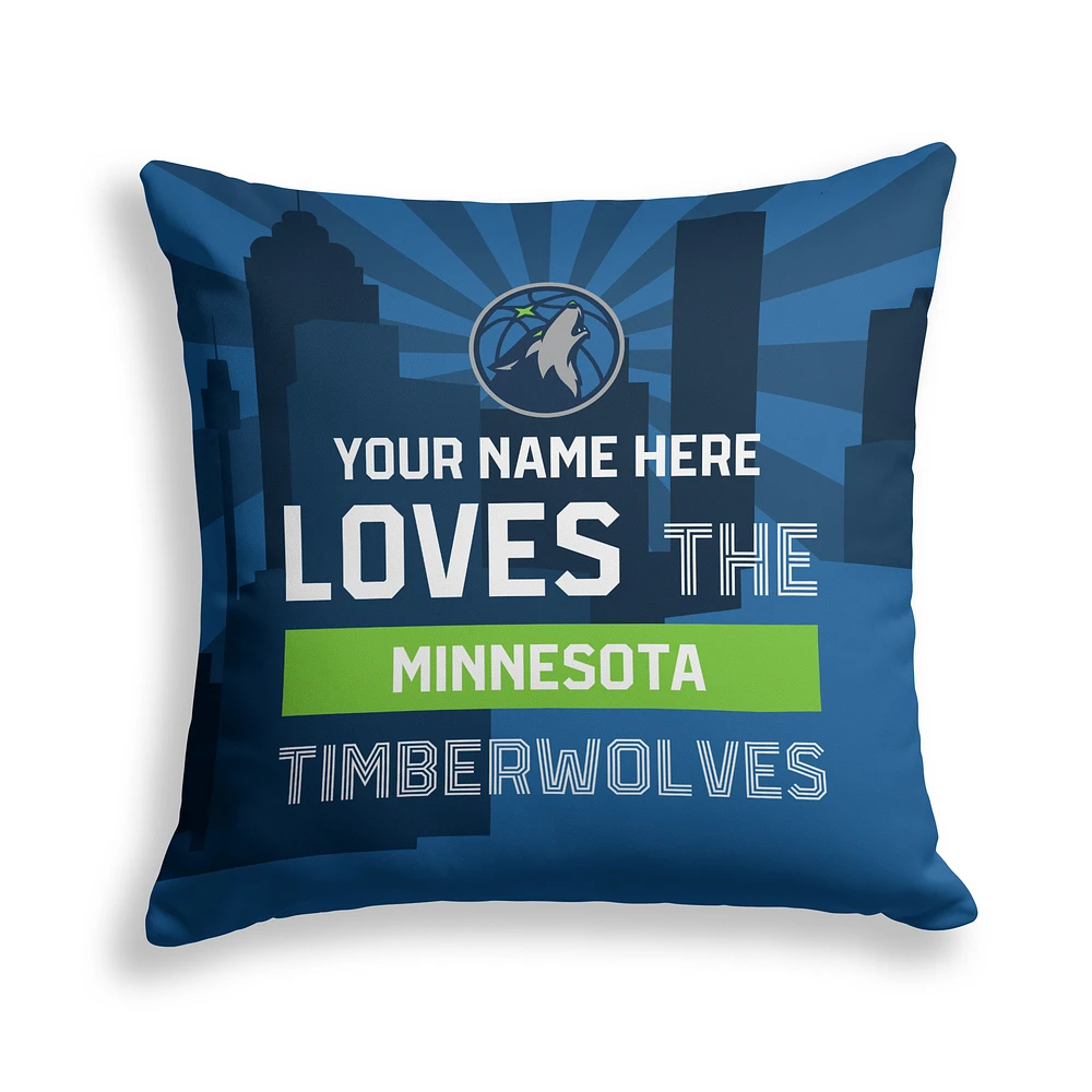 Pegasus Minnesota Timberwolves 18" x 18" City Skyline Personalized Decor Pillow