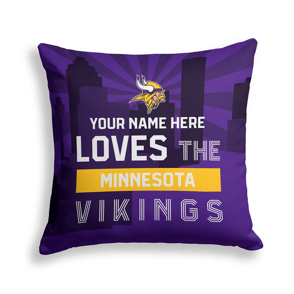 Pegasus Minnesota Vikings 18" x 18" City Skyline Personalized Decor Pillow
