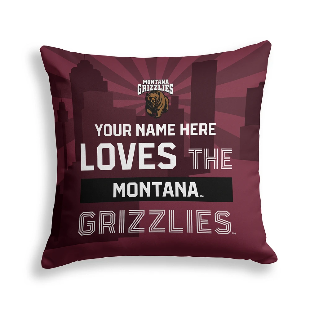 Pegasus Montana Grizzlies 18" x 18" City Skyline Personalized Decor Pillow