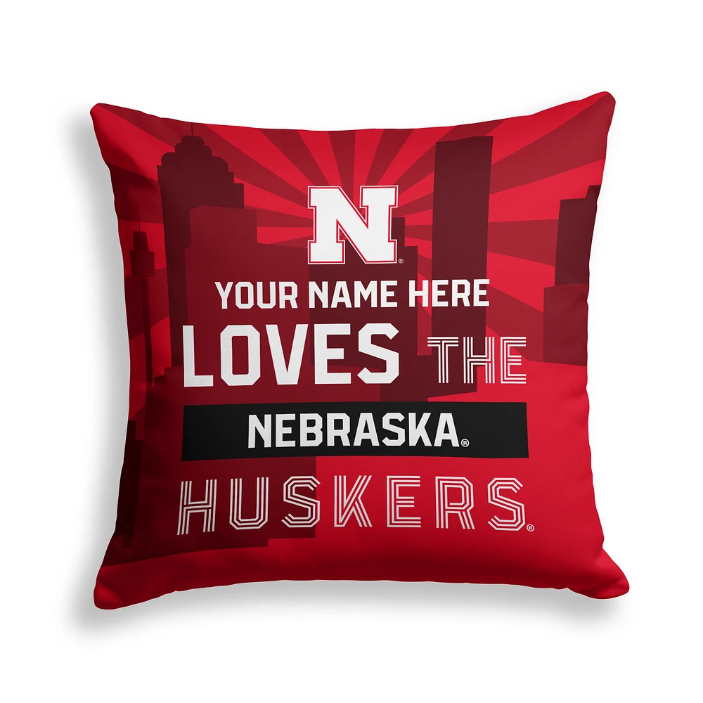 Pegasus Nebraska Huskers 18" x 18" City Skyline Personalized Decor Pillow