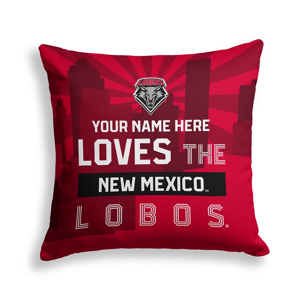 Pegasus New Mexico Lobos 18" x 18" City Skyline Personalized Decor Pillow
