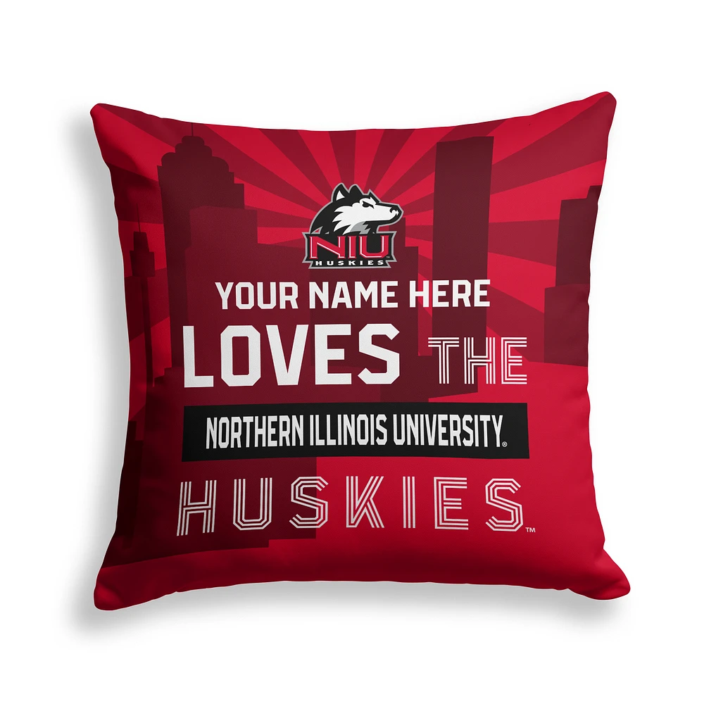 Pegasus Northern Illinois Huskies 18" x 18" City Skyline Personalized Decor Pillow
