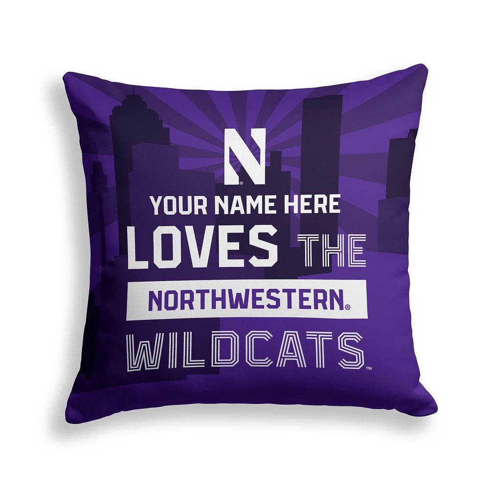 Pegasus Northwestern Wildcats 18" x 18" City Skyline Personalized Decor Pillow