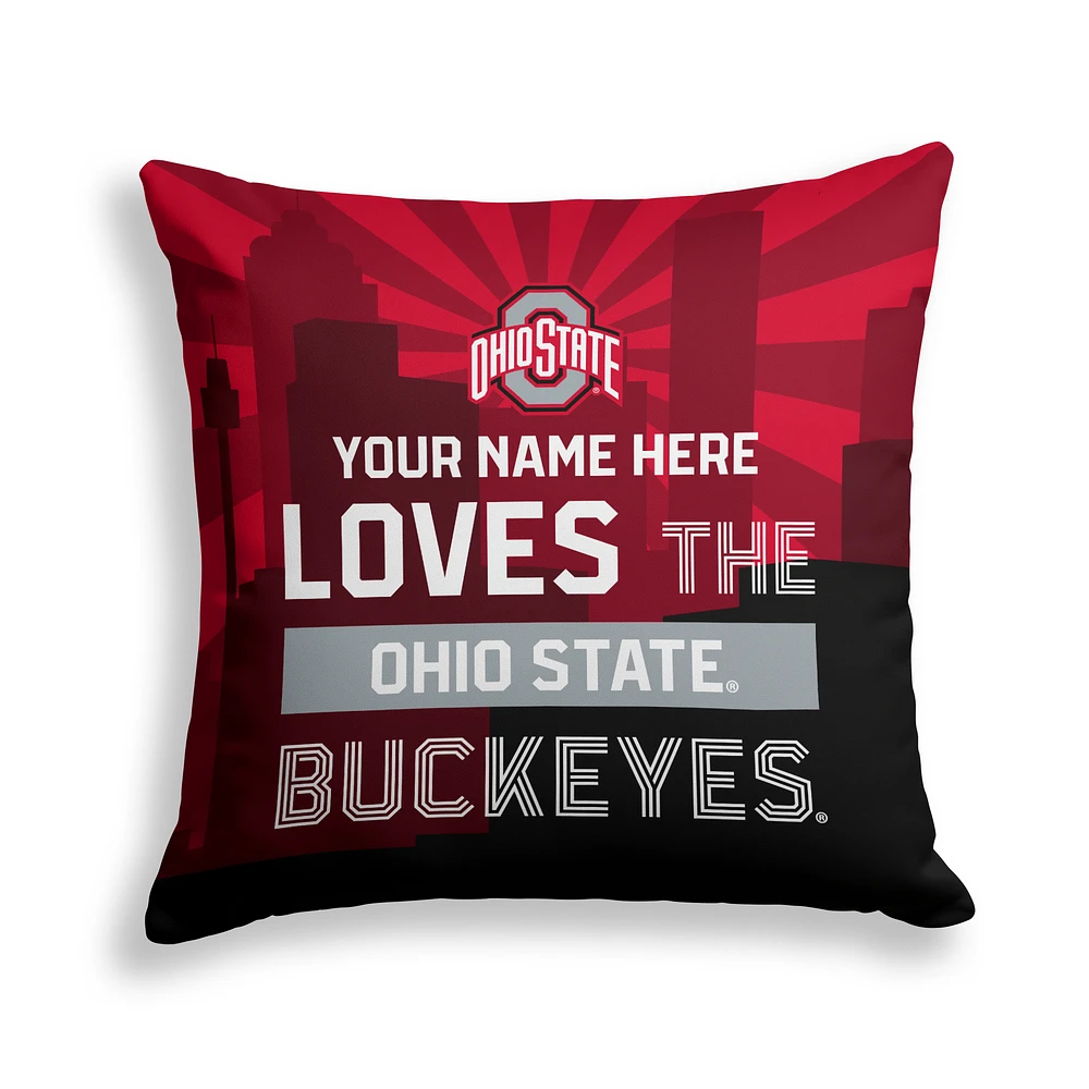 Pegasus Ohio State Buckeyes 18" x 18" City Skyline Personalized Decor Pillow