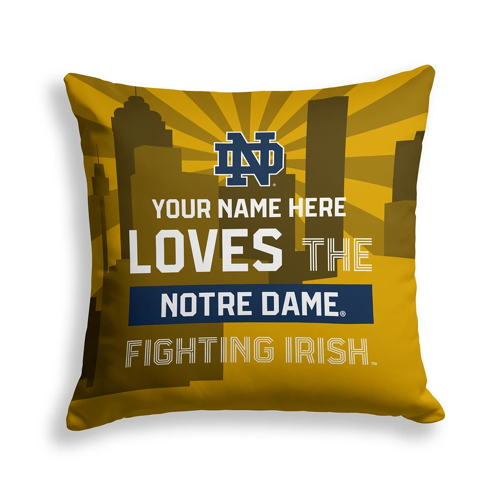 Pegasus Notre Dame Fighting Irish 18" x 18" City Skyline Personalized Decor Pillow