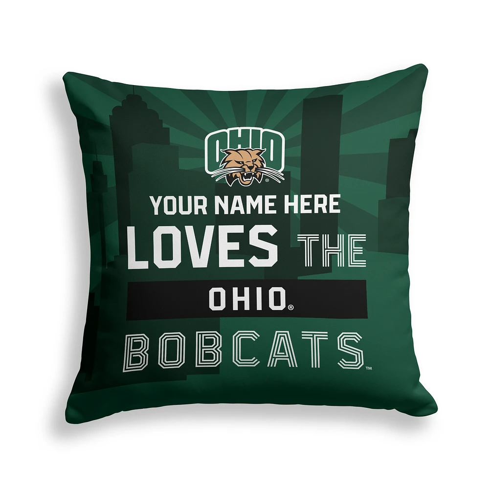Pegasus Ohio Bobcats 18" x 18" City Skyline Personalized Decor Pillow