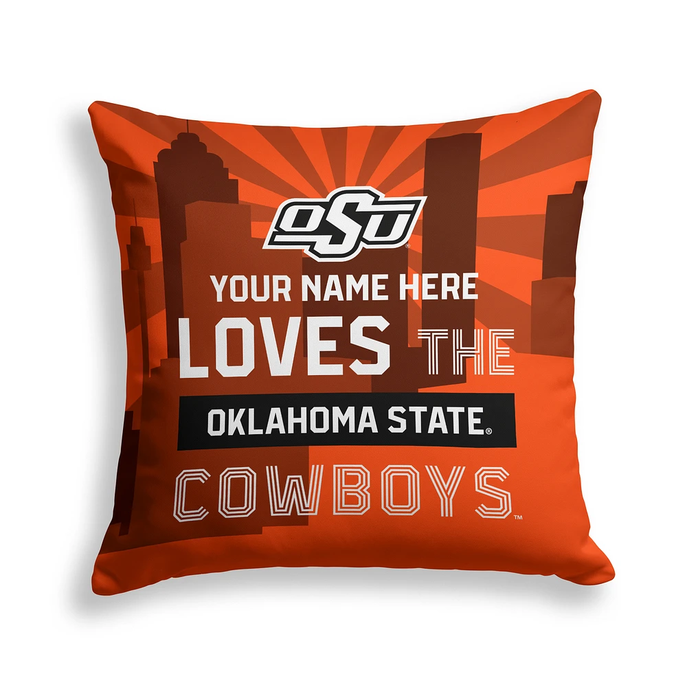 Pegasus Oklahoma State Cowboys 18" x 18" City Skyline Personalized Decor Pillow