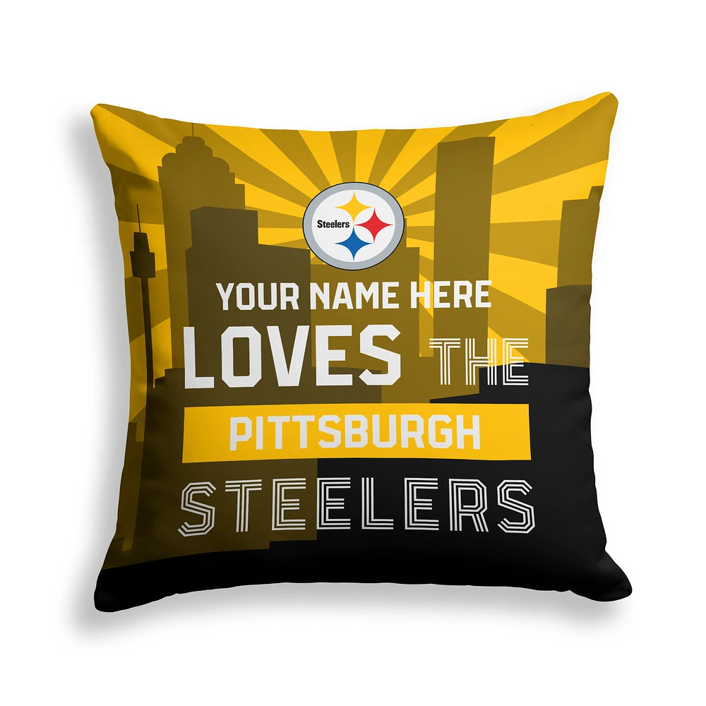 Pegasus Pittsburgh Steelers 18" x 18" City Skyline Personalized Decor Pillow