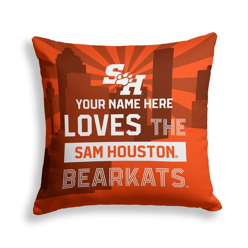 Pegasus Sam Houston State Bearkats 18" x 18" City Skyline Personalized Decor Pillow