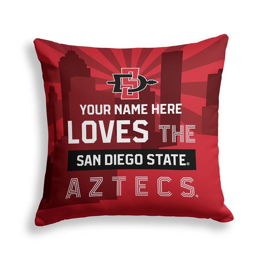 Pegasus San Diego State Aztecs 18" x 18" City Skyline Personalized Decor Pillow