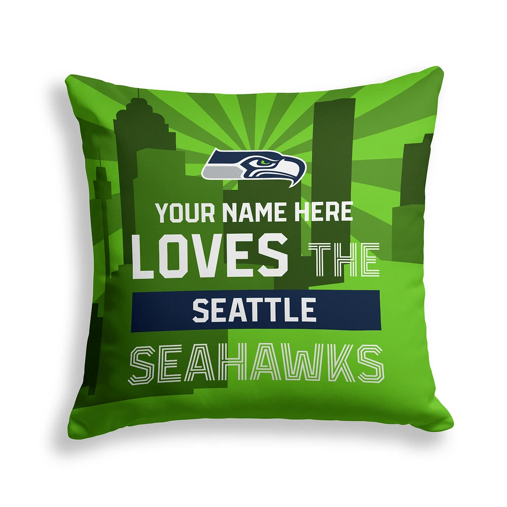 Pegasus Seattle Seahawks 18" x 18" City Skyline Personalized Decor Pillow