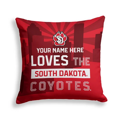 Pegasus South Dakota Coyotes 18" x 18" City Skyline Personalized Decor Pillow