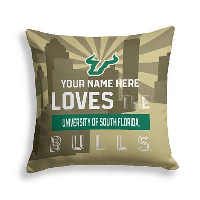 Pegasus South Florida Bulls 18" x 18" City Skyline Personalized Decor Pillow