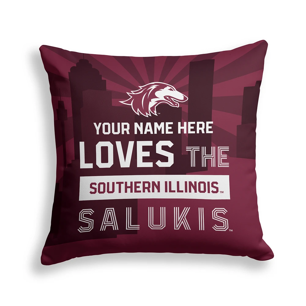 Pegasus Southern Illinois Salukis 18" x 18" City Skyline Personalized Decor Pillow
