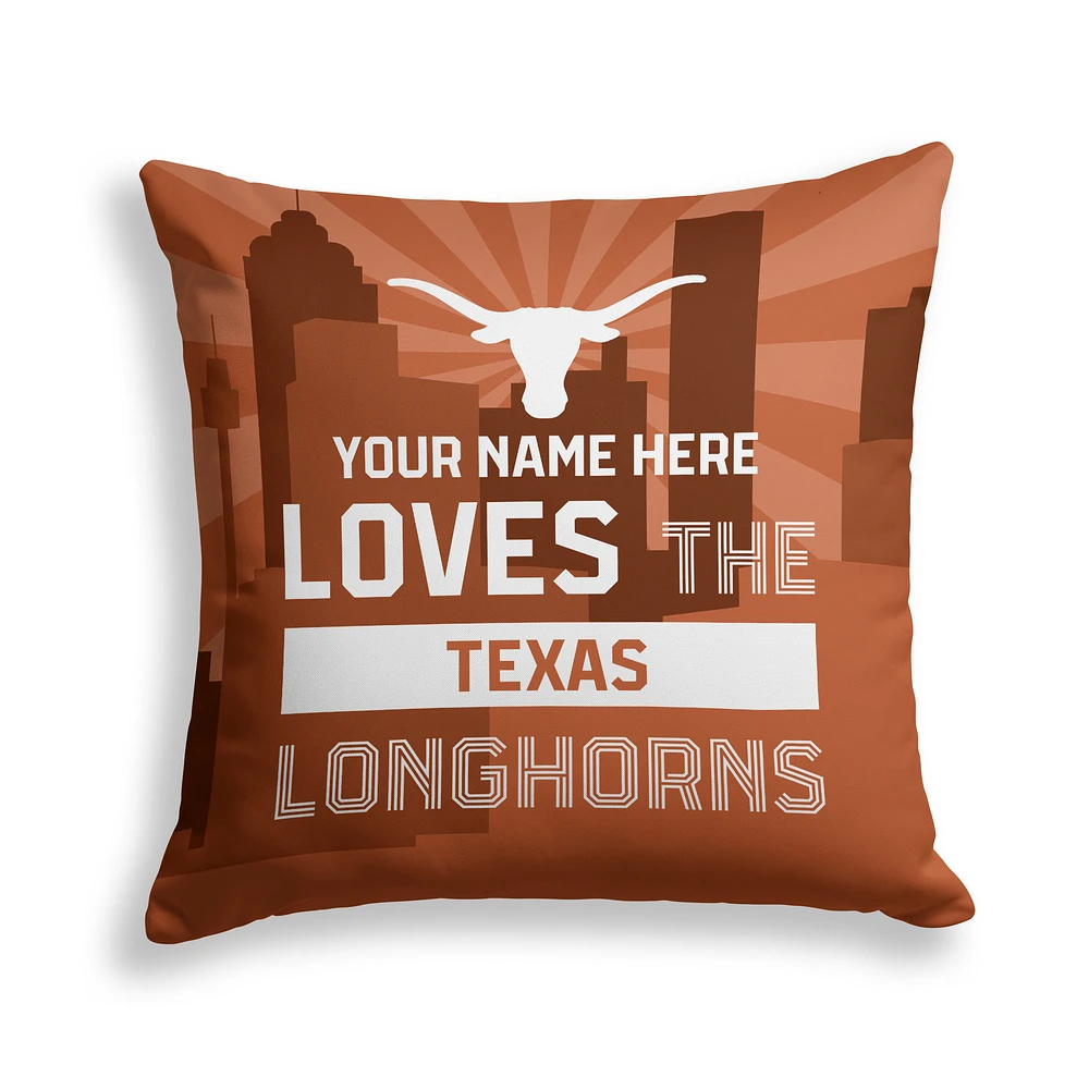 Pegasus Texas Longhorns 18" x 18" City Skyline Personalized Decor Pillow