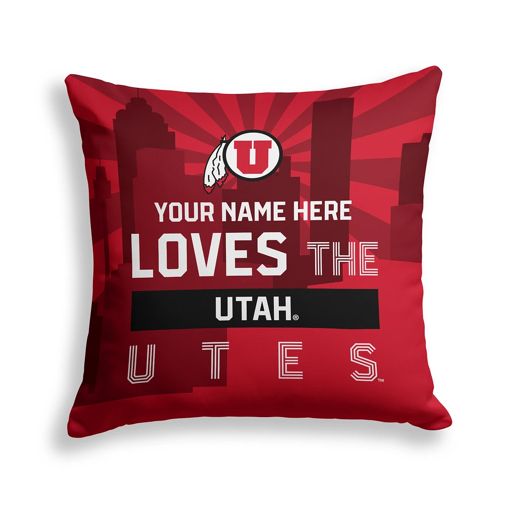 Pegasus Utah Utes 18" x 18" City Skyline Personalized Decor Pillow