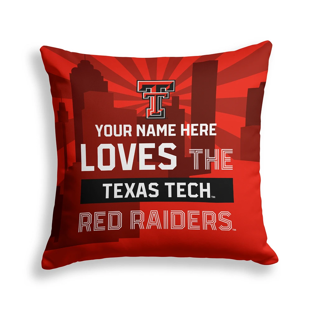 Pegasus Texas Tech Red Raiders 18" x 18" City Skyline Personalized Decor Pillow