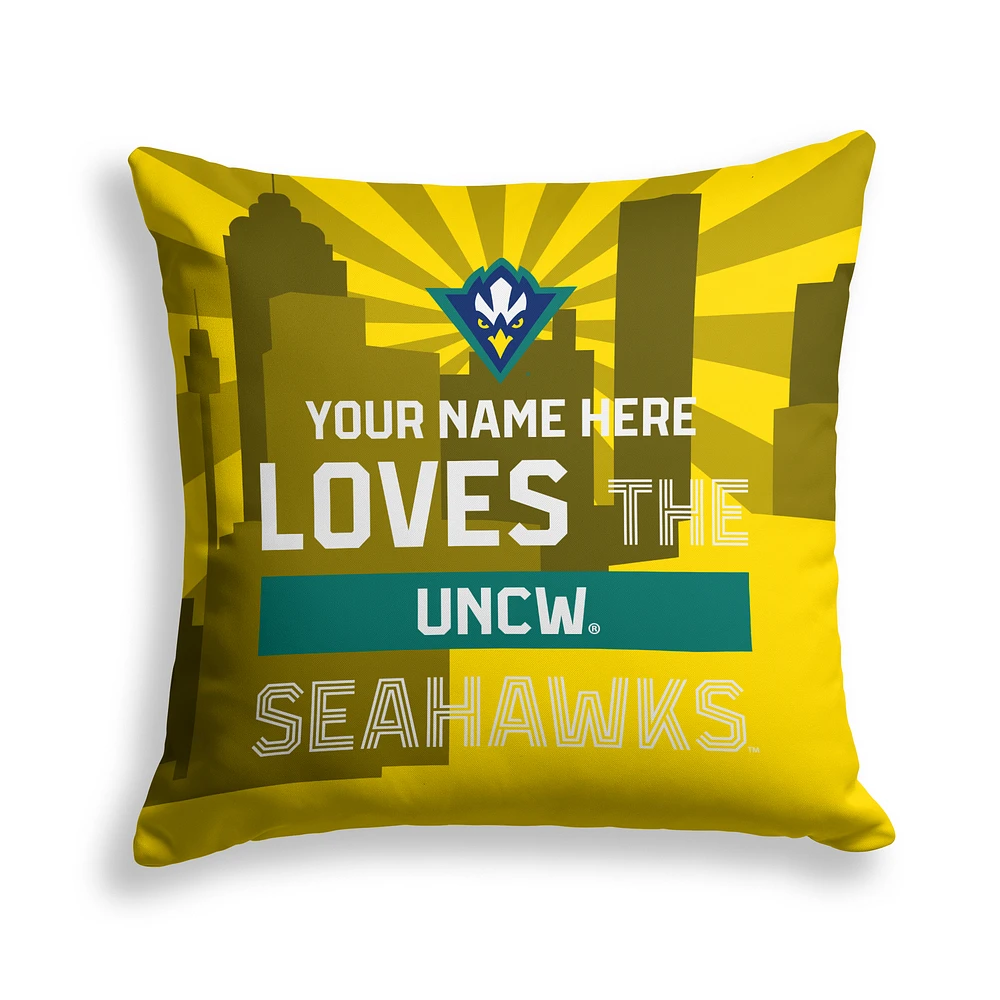 Pegasus UNC Wilmington Seahawks 18" x 18" City Skyline Personalized Decor Pillow