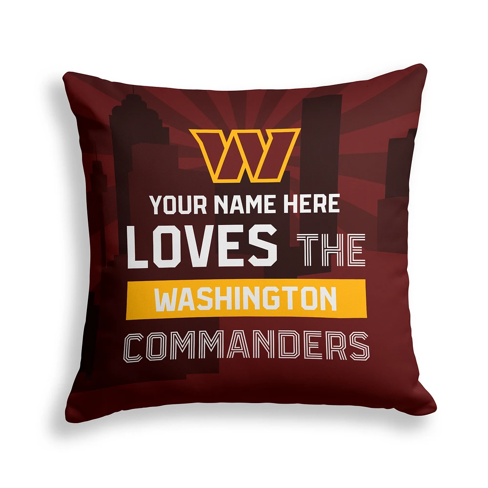 Pegasus Washington Commanders 18" x 18" City Skyline Personalized Decor Pillow