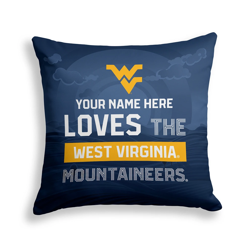 Pegasus West Virginia Mountaineers 18" x 18" City Skyline Personalized Decor Pillow
