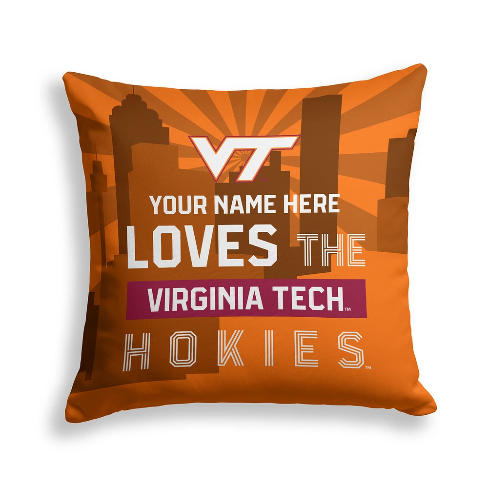 Pegasus Virginia Tech Hokies 18" x 18" City Skyline Personalized Decor Pillow