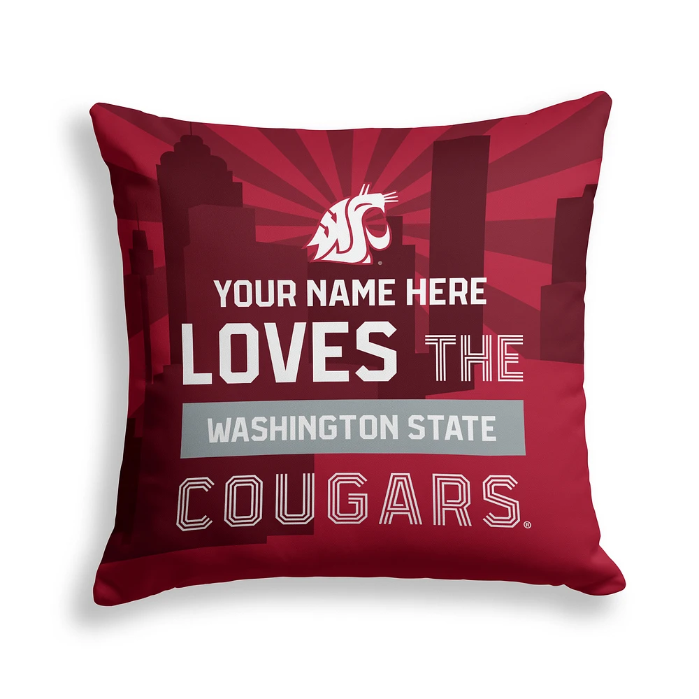 Pegasus Washington State Cougars 18" x 18" City Skyline Personalized Decor Pillow