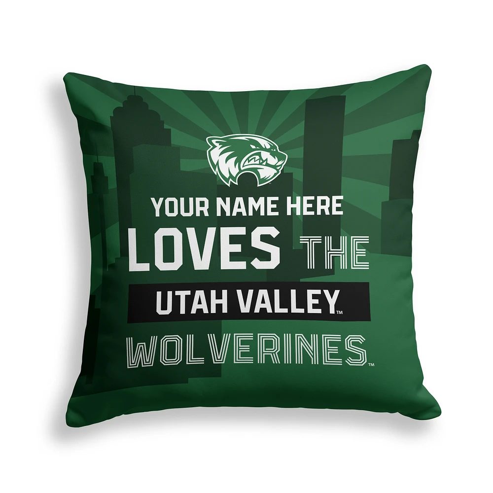 Pegasus Utah Valley Wolverines 18" x 18" City Skyline Personalized Decor Pillow