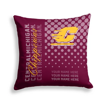 Pegasus Central Michigan Chippewas 18" x 18" Script Dot Fade Personalized Decor Pillow