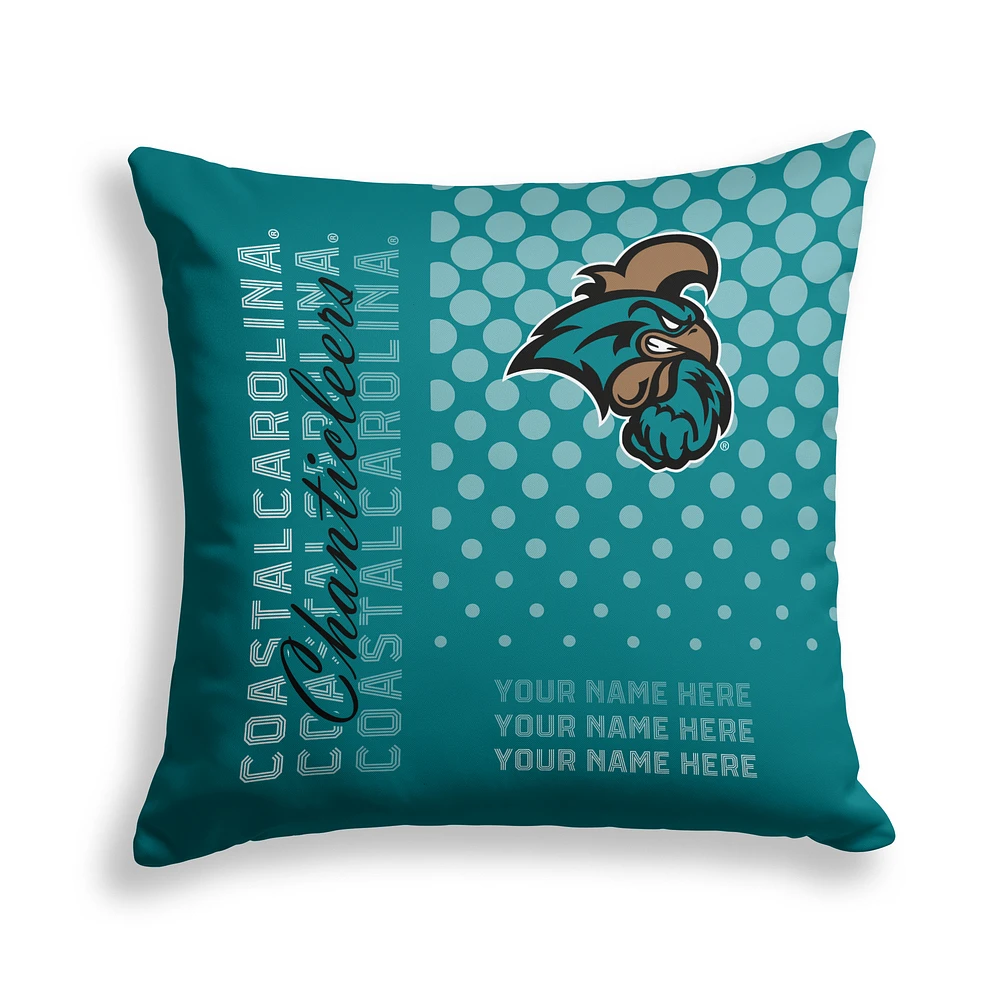 Pegasus Coastal Carolina Chanticleers 18" x 18" Script Dot Fade Personalized Decor Pillow