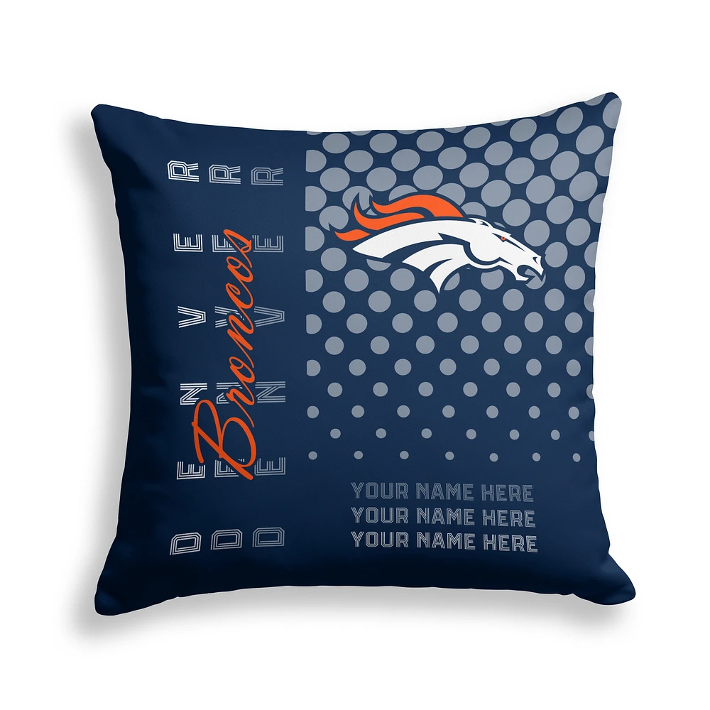 Pegasus Denver Broncos 18" x 18" Script Dot Fade Personalized Decor Pillow
