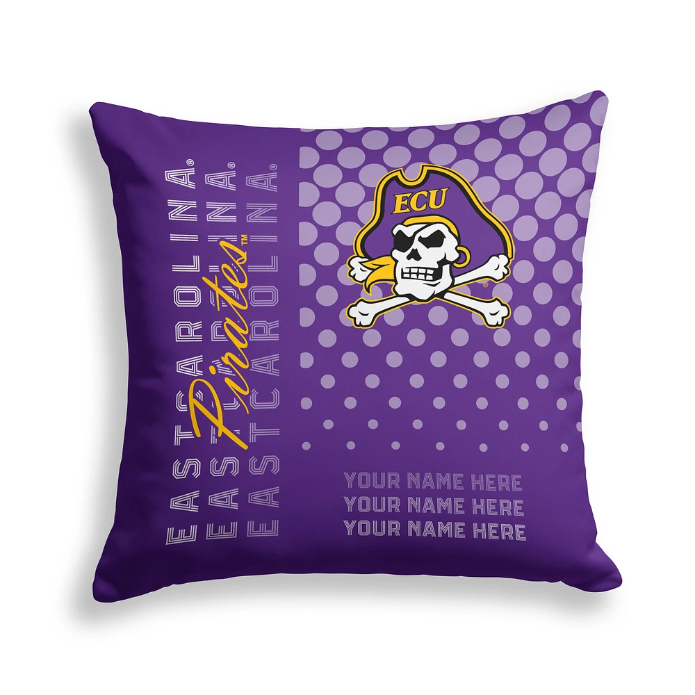 Pegasus ECU Pirates 18" x 18" Script Dot Fade Personalized Decor Pillow