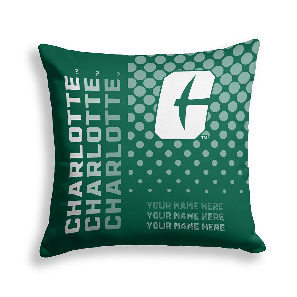 Pegasus Charlotte 49ers 18" x 18" Script Dot Fade Personalized Decor Pillow