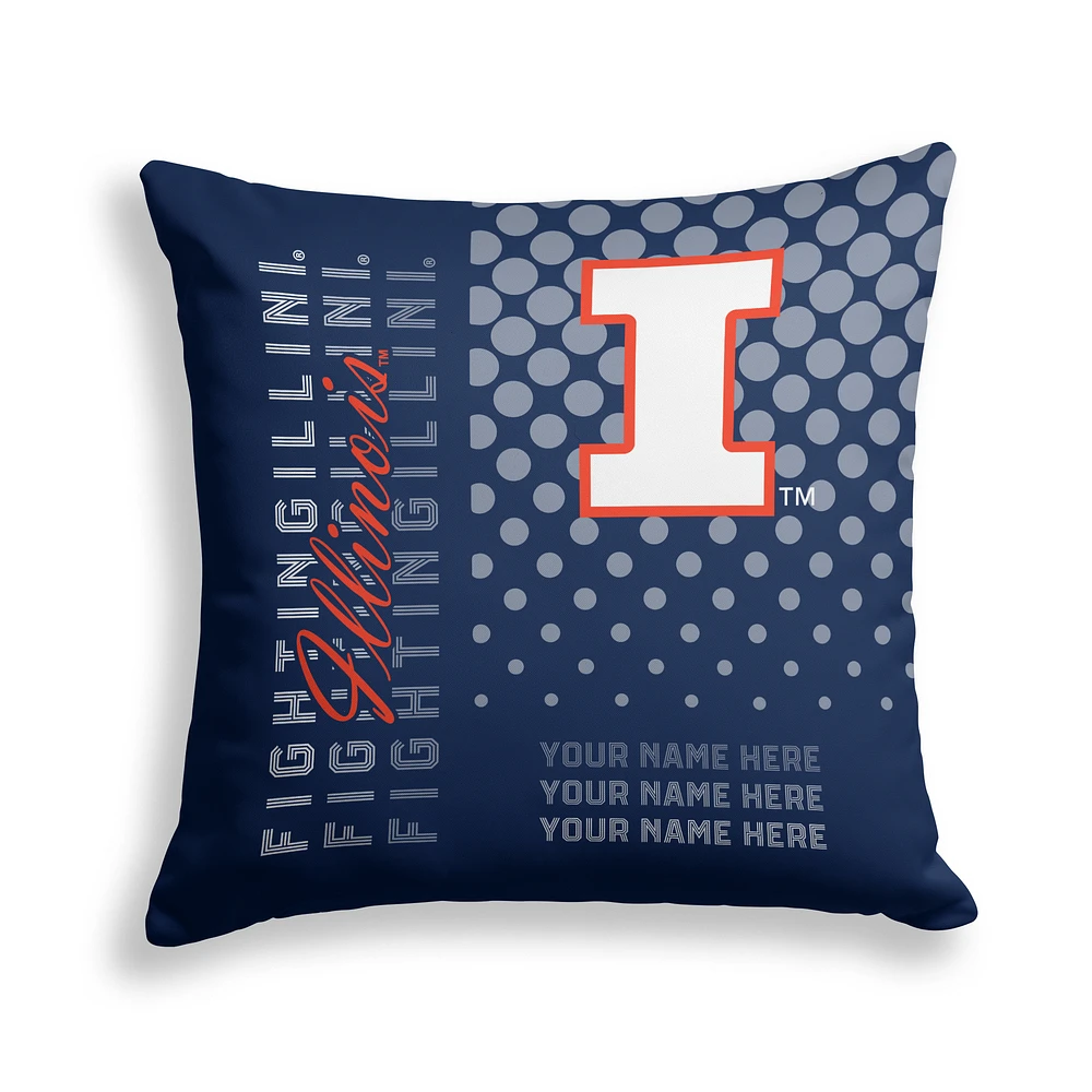 Pegasus Illinois Fighting Illini 18" x 18" Script Dot Fade Personalized Decor Pillow